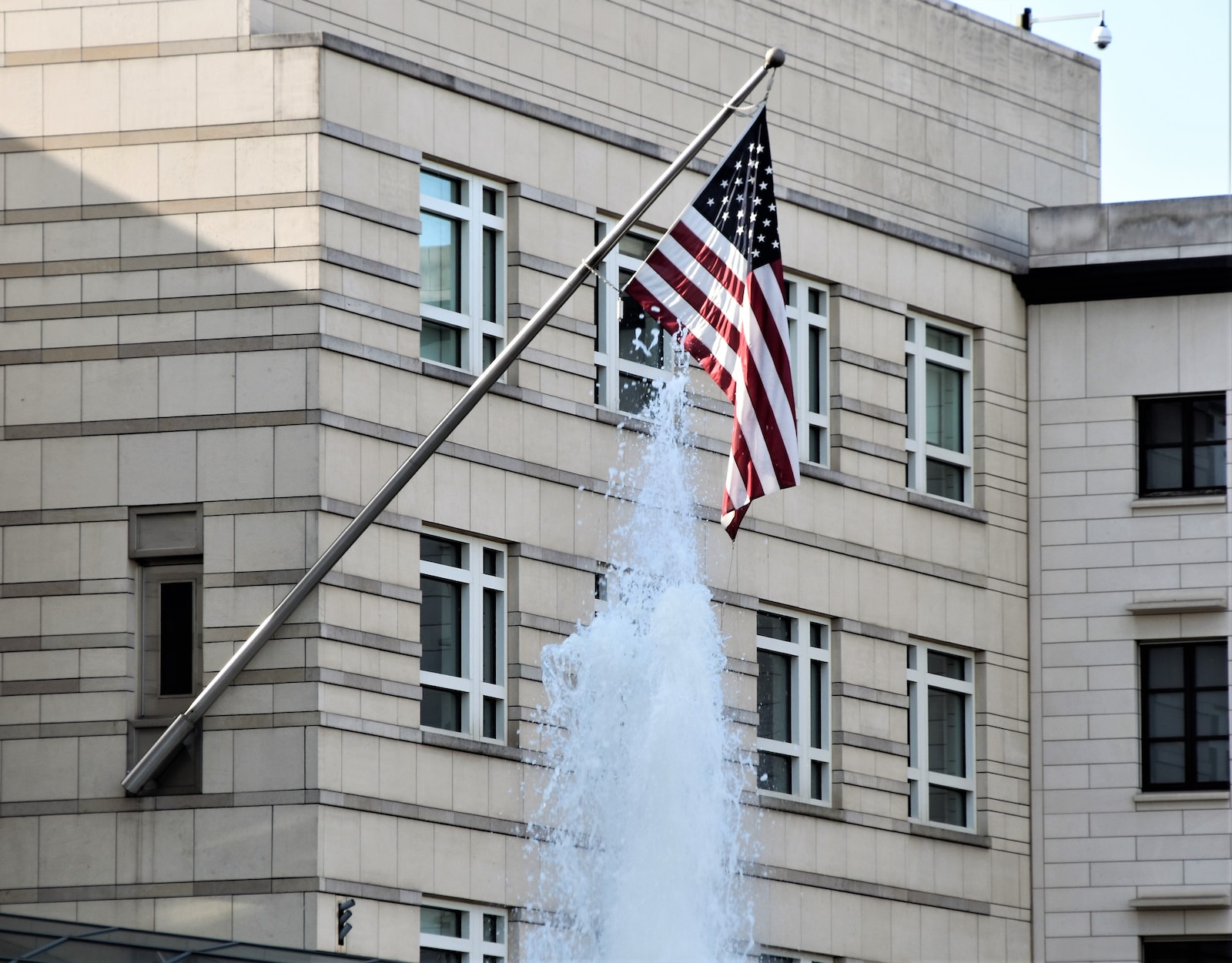 US  Embassy in Berlin , flying stars and stripes