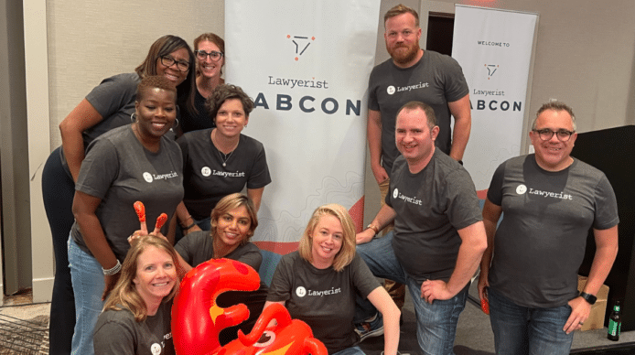 The Lawyerist team poses with a lobster.