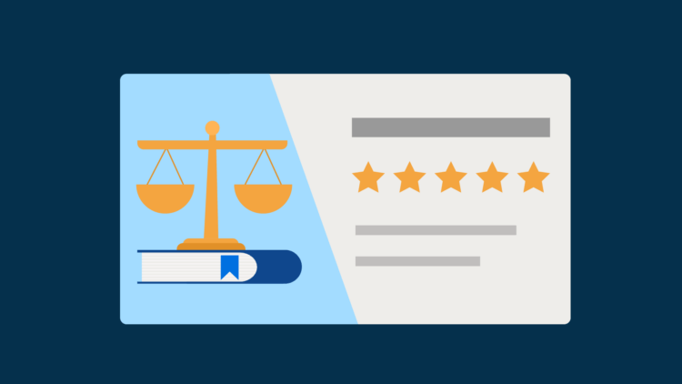 Blog – Local Services Ads for Lawyers Graphic mockup of a Local Services Ad next to scales of justice.