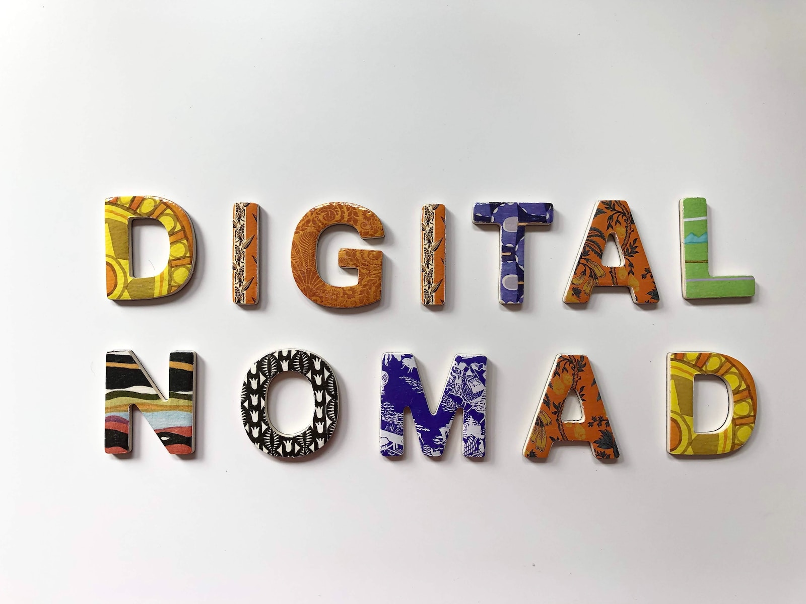 Digital Nomad in Colorful Alphabets