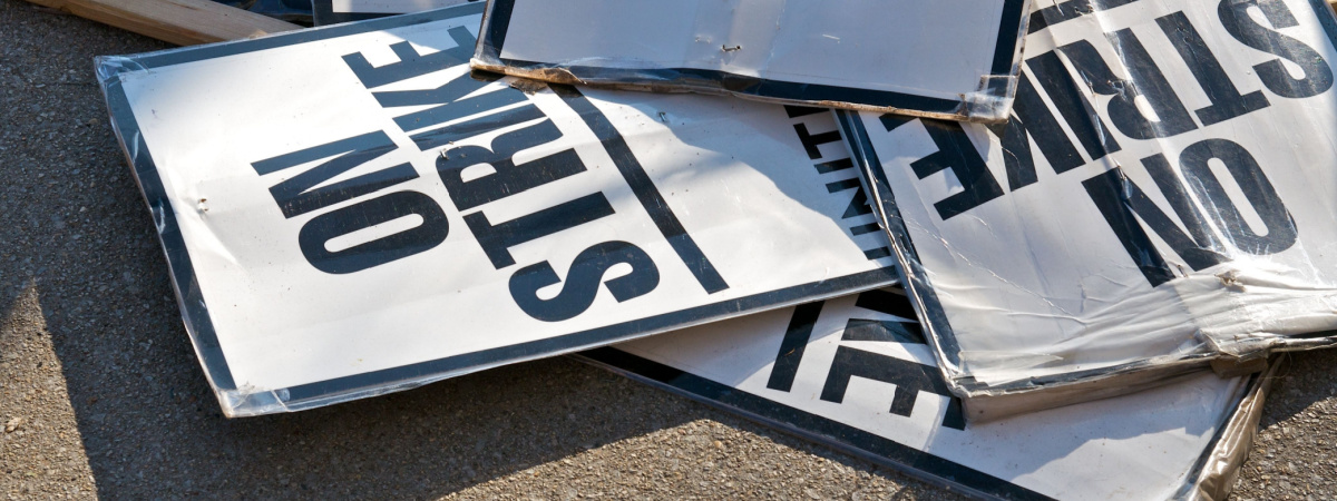 on strike union labor signs Shutterstock_22140319