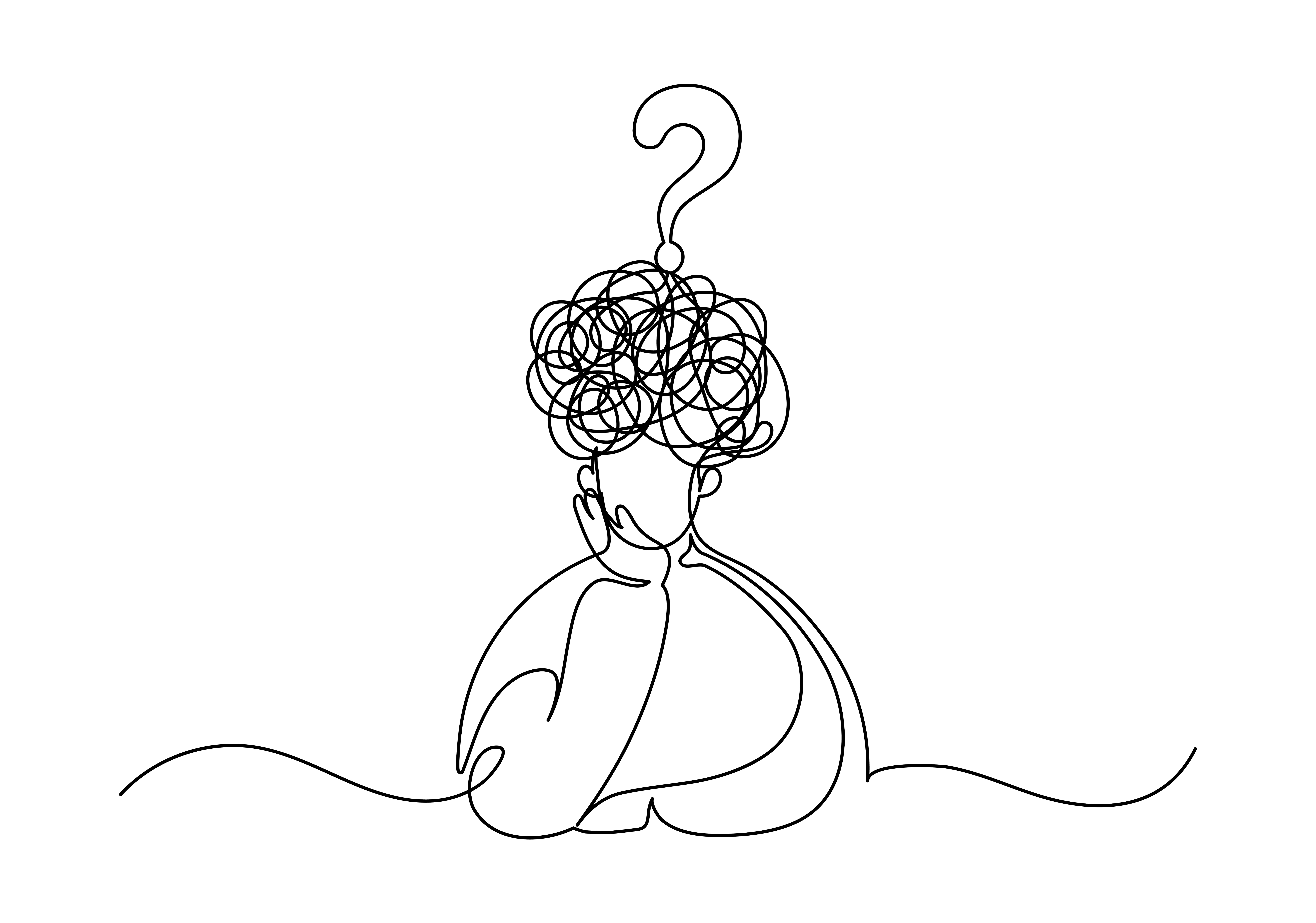 Man with question mark.