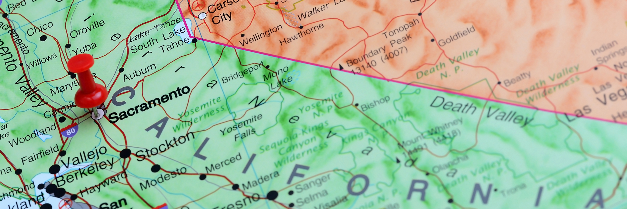 Sacramento pinned on a map of USA
