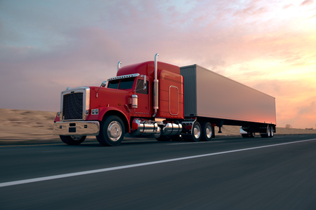 47638727 - 18 wheel truck on the road during the day. side view.