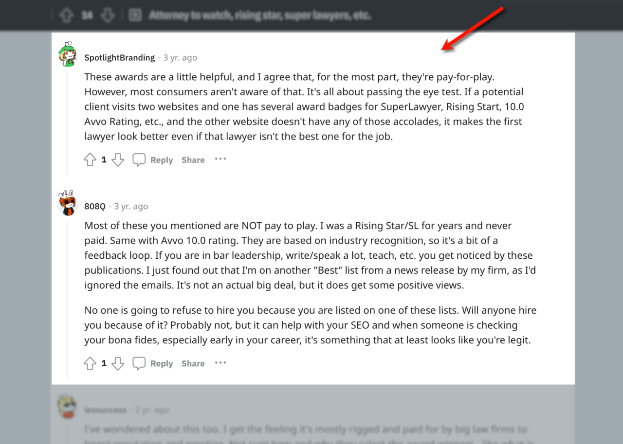 Super Lawyers: Does it Legit Help Your Practice? 2 Super Lawyers Reddit Conversation
