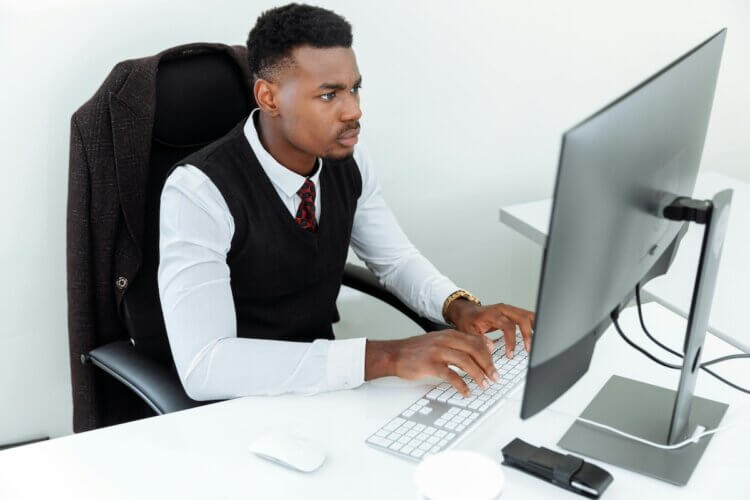 Lawyer working at desktop