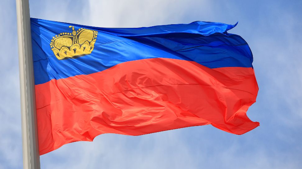 waving flag of Liechtenstein