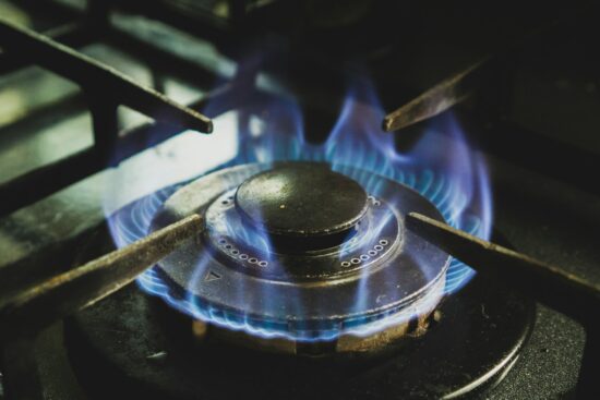 The old gas stove on fire