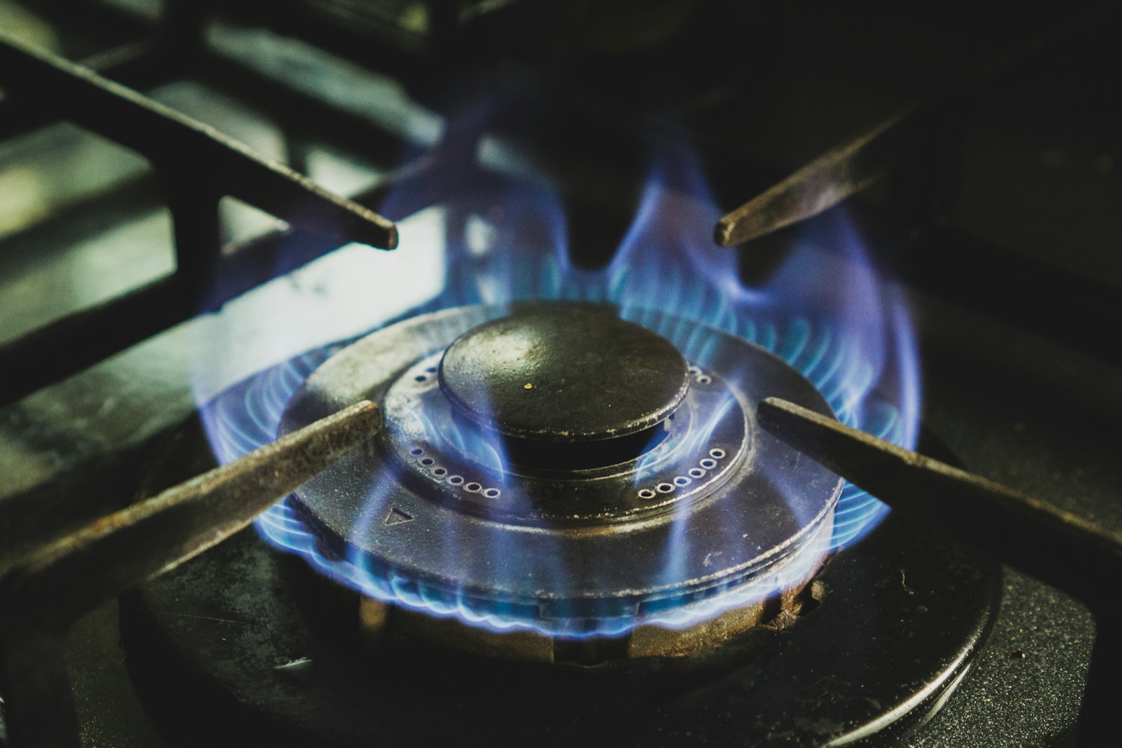 The old gas stove on fire