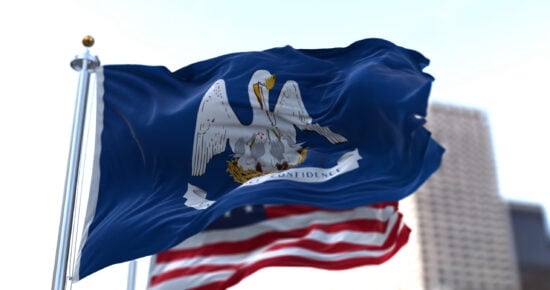 The,Flags,Of,The,Louisiana,State,And,United,States,Of