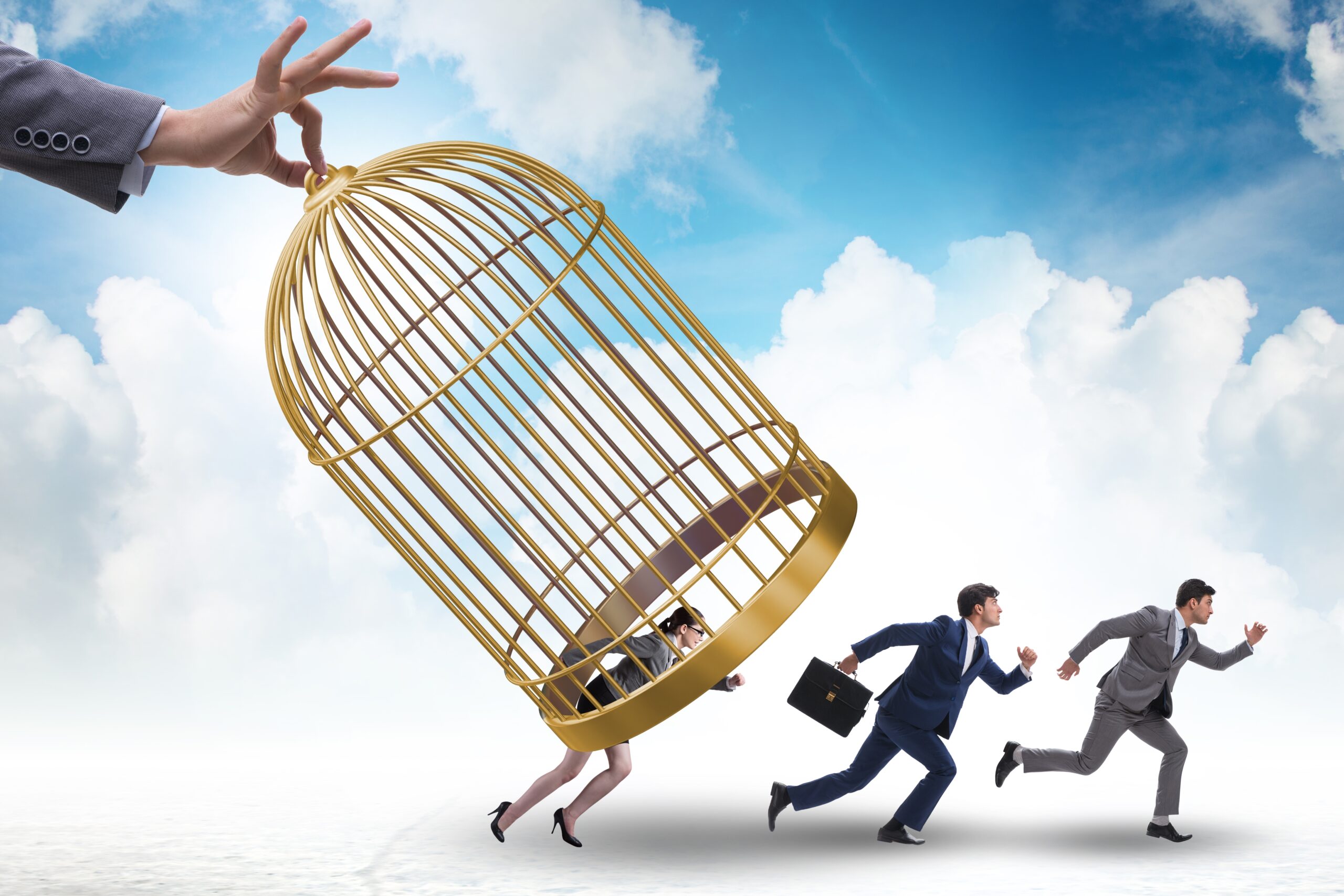 Business,People,And,Golden,Cage,Concept