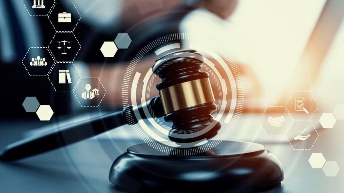 Gavel with legal tech