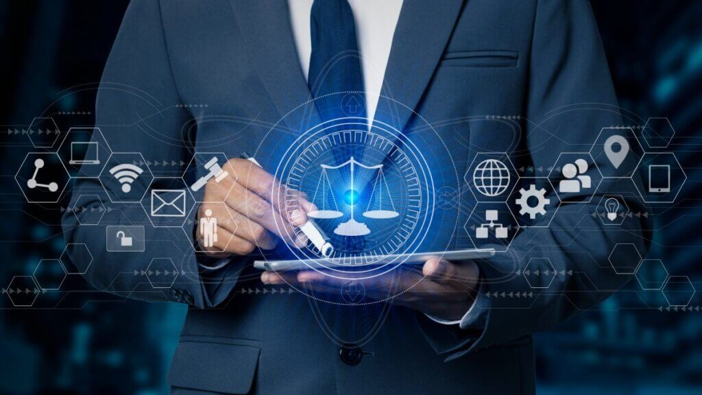 Lawyer with a tablet