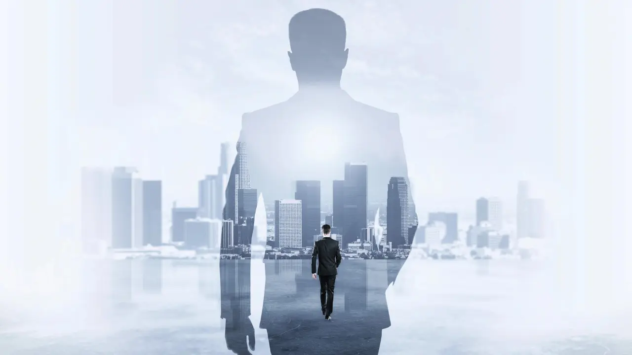 man walking towards success