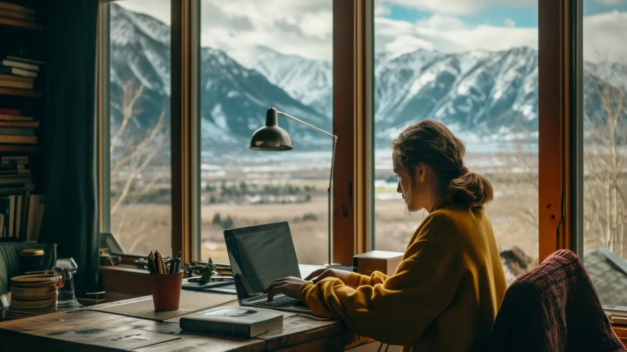 Woman working from home - working remotely