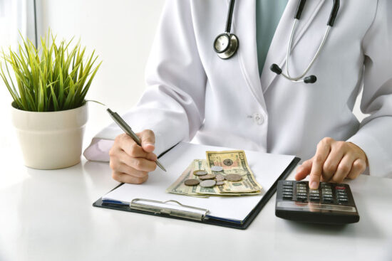 Medical fee, Health insurance, Doctor writing medication note