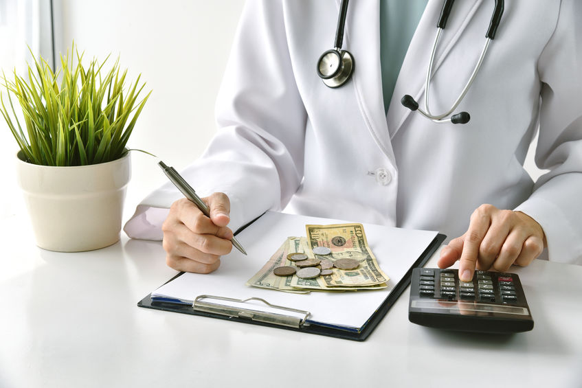 Medical fee, Health insurance, Doctor writing medication note