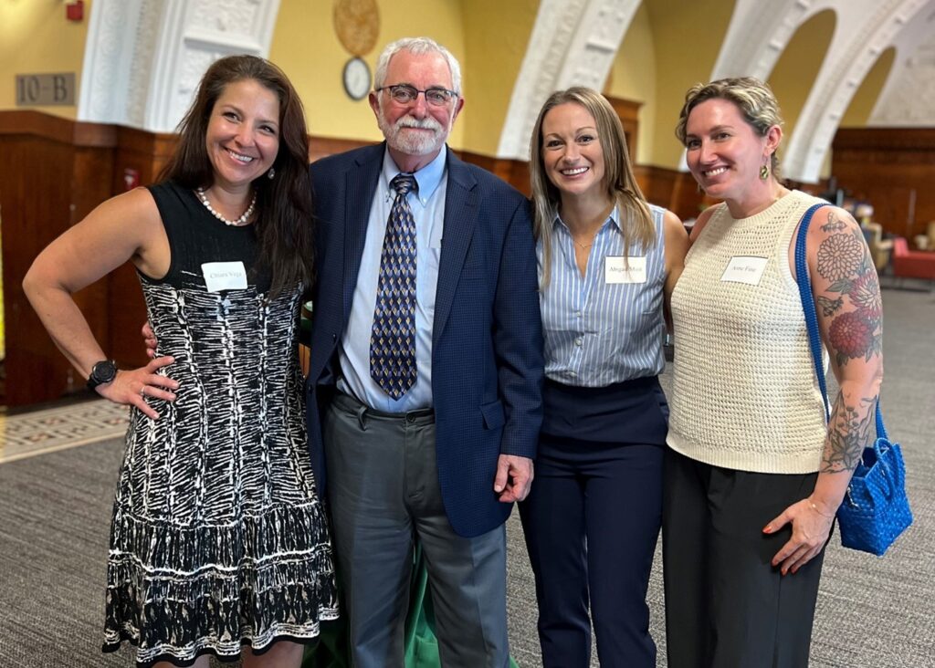 Fine with (L-R) Chiara Vega, Abigail Mast, and Anne Fine, who have been supporting RULC’s launch. Credit: Nisa Theard, Roosevelt University