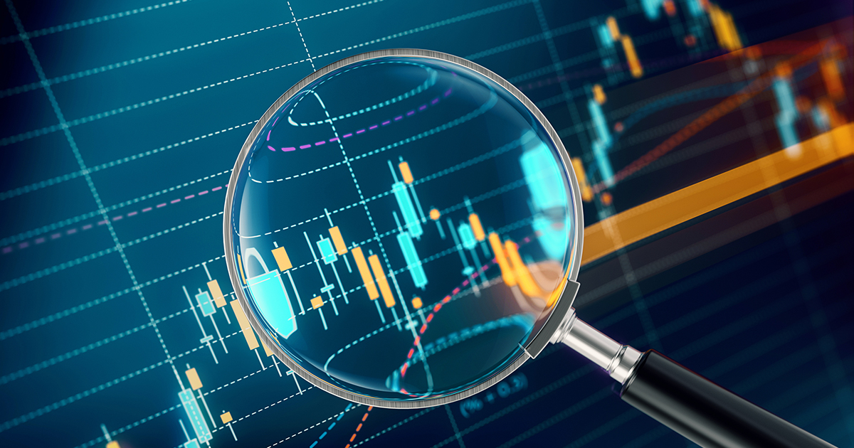 Magnifier Focusing On A Financial and Technical Data Analysis Graph