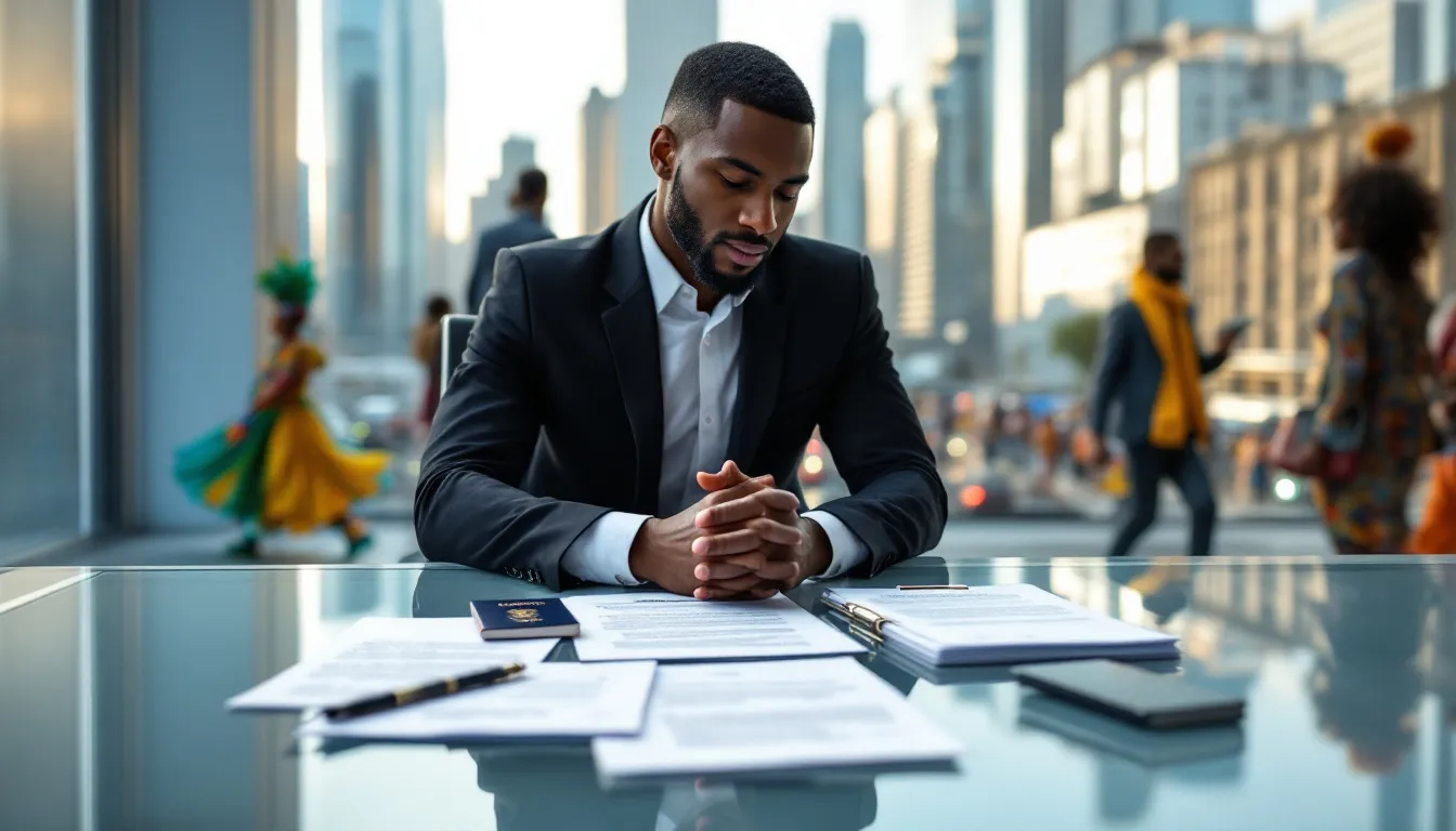 A client preparing documents for a meeting with their immigration lawyer.