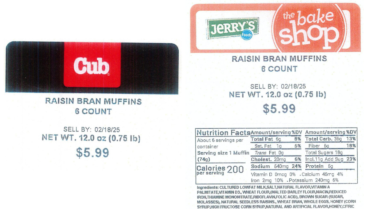 recalled muffins undeclared allergen