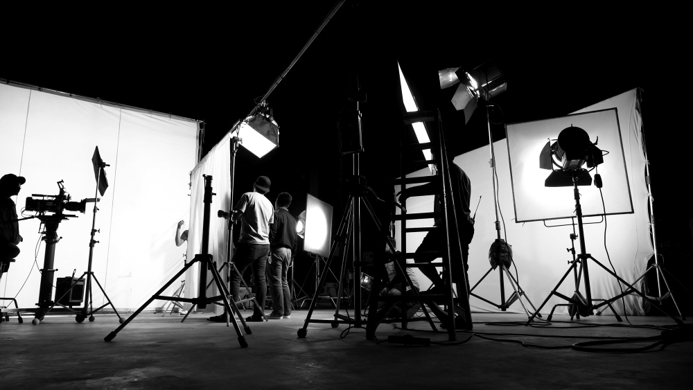 video production studio, black and white photo, vip marketing image
