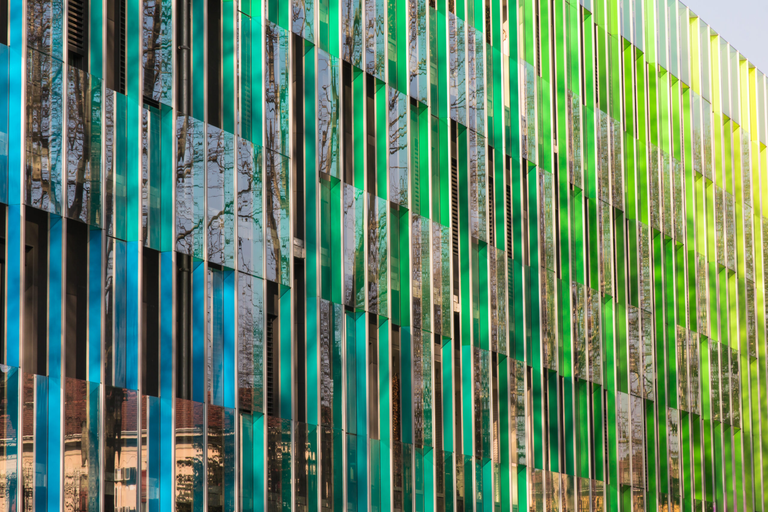 Public office building with colorful graduated shading