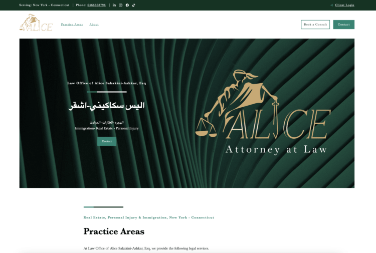 best solo attorney website design – branding Best solo attorney website design - The Law Office of Alice Sakakini-Ashkar, Esq