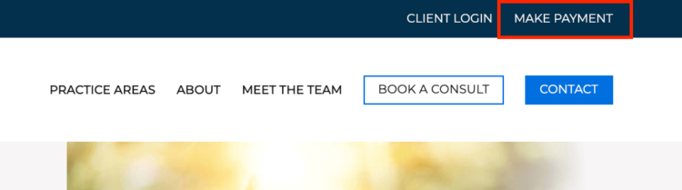 Make a payment link – solo attorney website design