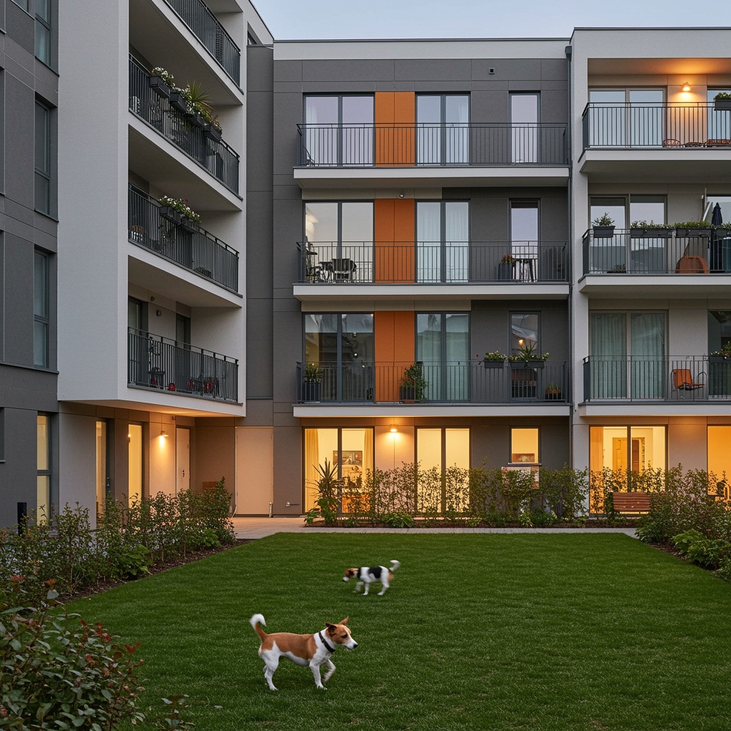 New,Multifamily,Apartment,Building,With,A,Cute,Pet,Outside