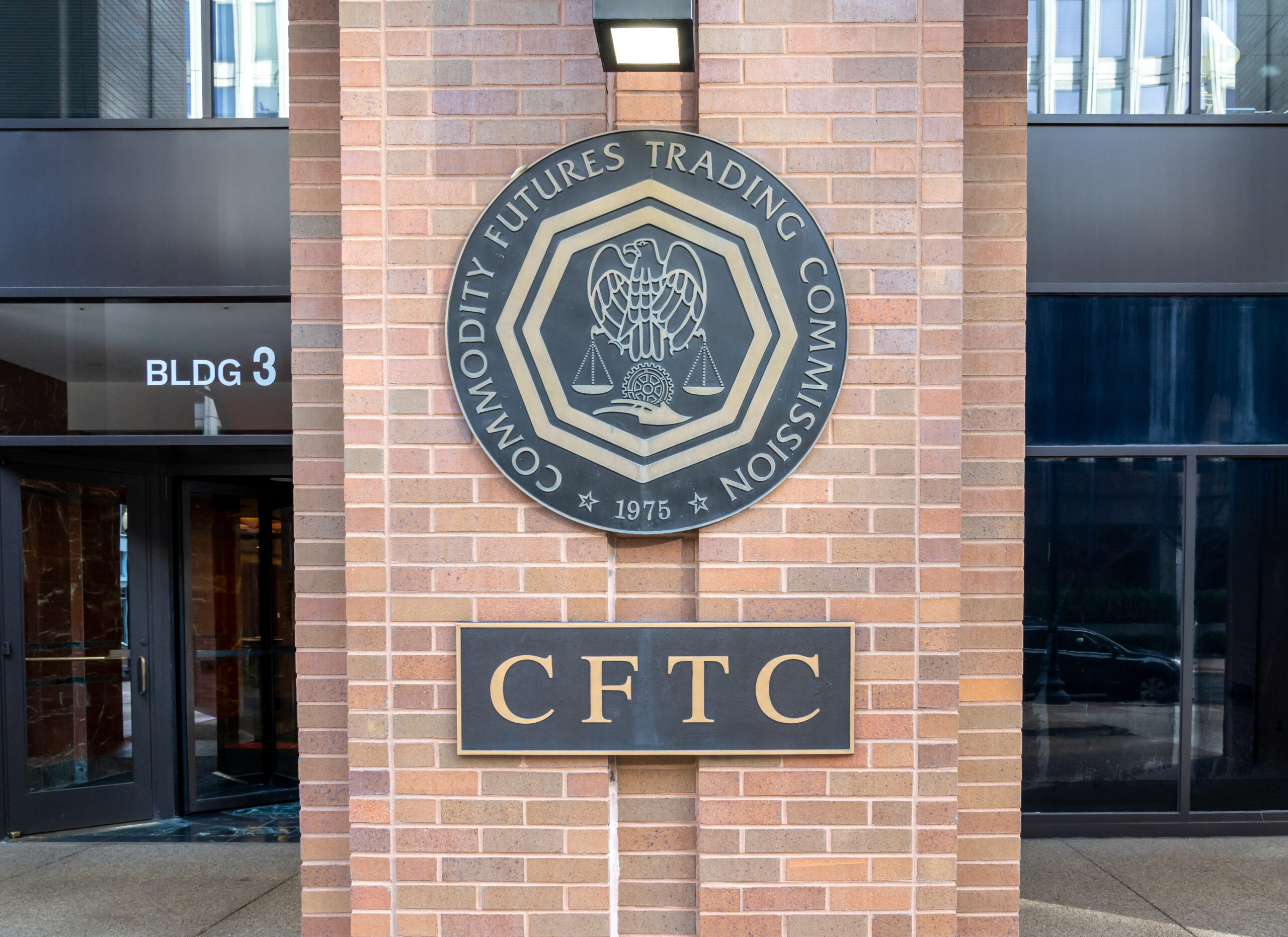 Washington, D.C., USA- January13, 2020: Sign of The U.S. Commodity Futures Trading Commission (CFTC) at its headquarters in Washington, an agency of the US government.