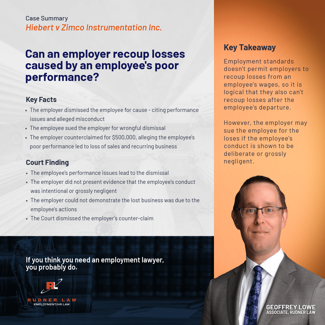 Can an employer recoup losses caused by an employees poor performance?