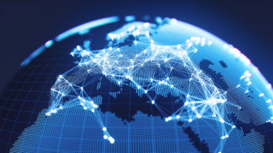 Abstract Blue Globe With Glowing Networks - Europe