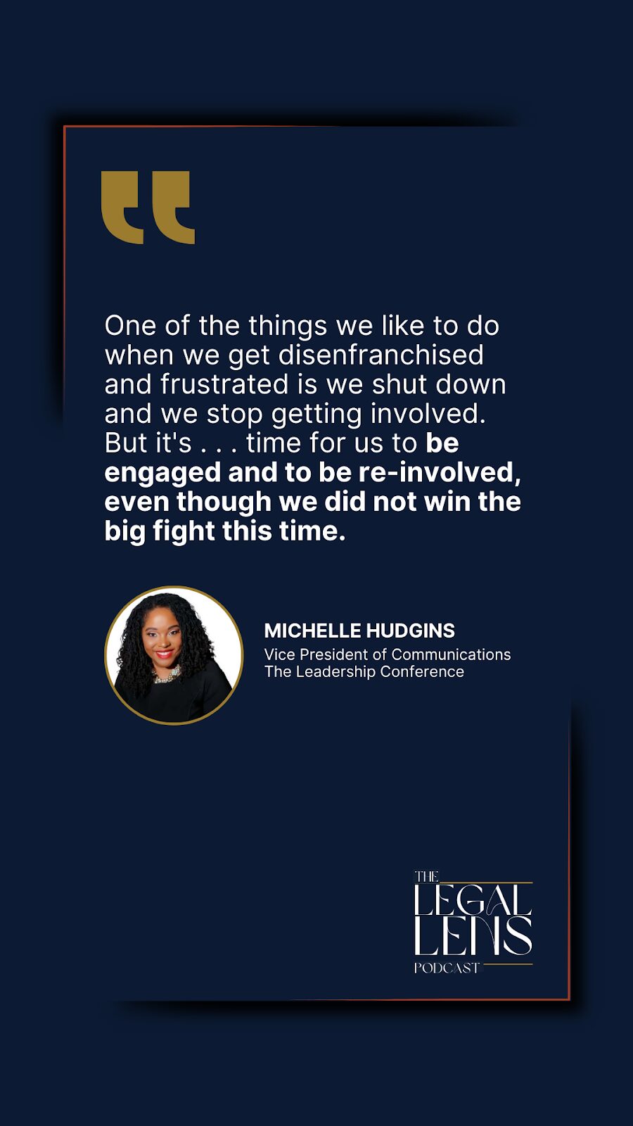 Michelle Hudgins discussing a pledge that you can take with her organization and the importance of not giving up on the fight.