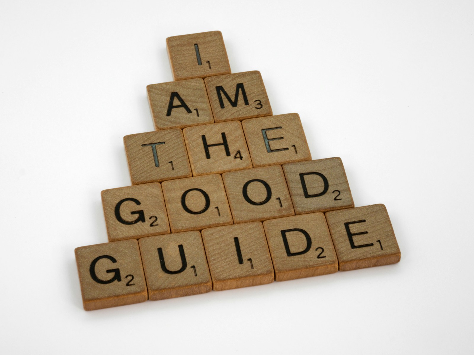 scrabble, scrabble pieces, lettering, letters, wood, scrabble tiles, white background, words, quote, letters, type, typography, design, layout, focus, bokeh, blur, photography, images, image, i the good shepherd, i am the good guide, jesus, john 10, bible, bible verse, new testament, promise, faith, christianity, christ, ethics, i am, jesus sayings, john's gospel, truth, authentic, authenticity, john 10-11, salvation, truth, sheep, shepherd, distinguish, discern, god the father, god the son,