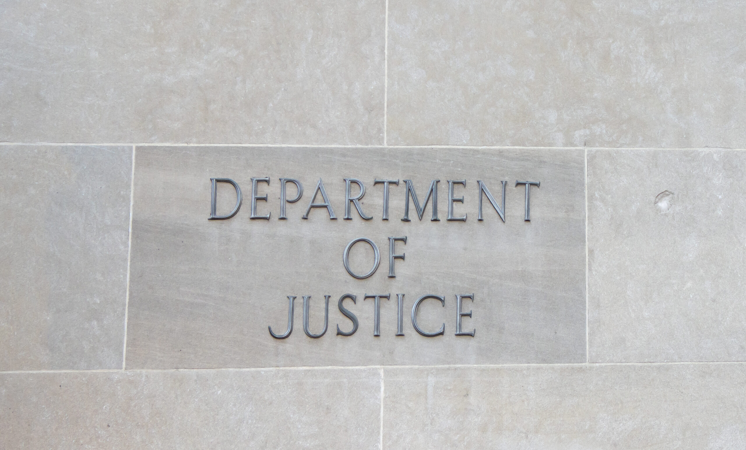 US Department of Justice Sign
