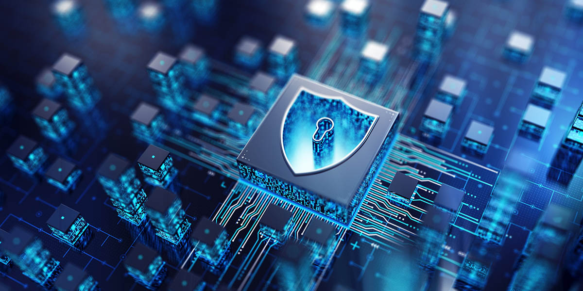Inside Shield. CPU Concept. Cybersecurity Technology