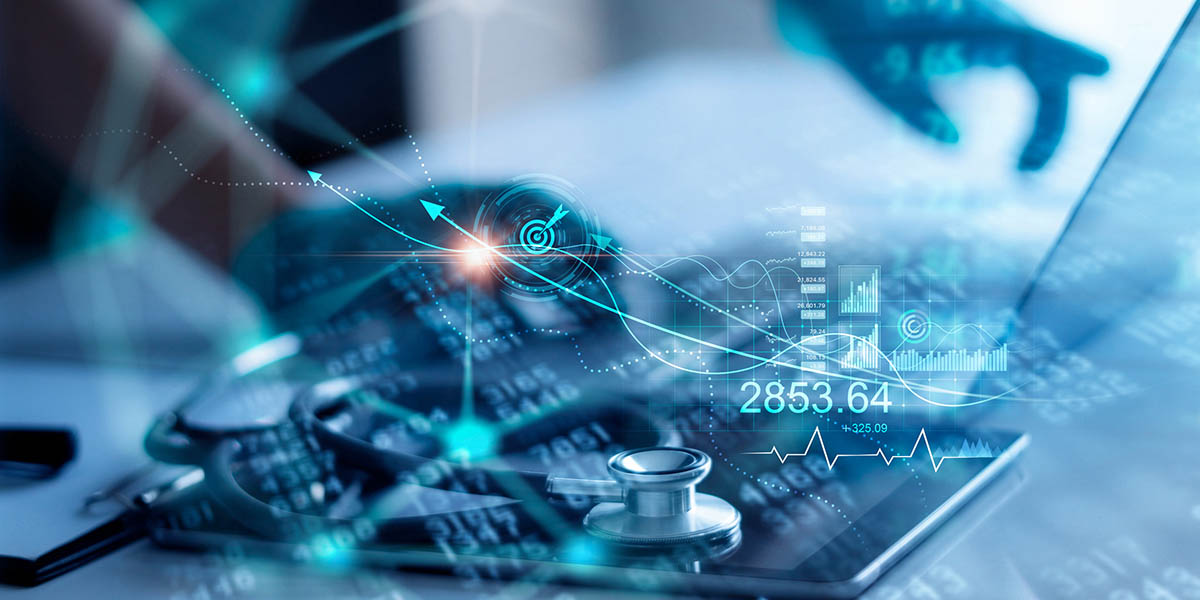 Healthcare business, Medical business data growth chart. Doctor working on network with professional service, Research and development, Business investment, Medical technology and health service.