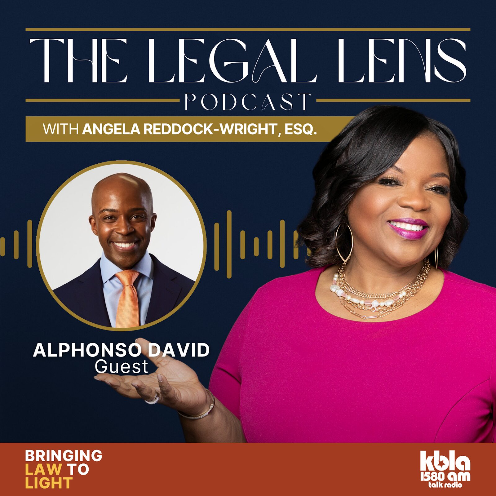 A flyer promoting a riveting conversation with the incomparable Alphonso David on the Legal Lens Podcast that explored civil rights, fighting autocracy, the Global Black Economic Forum, and the Fearless Fund lawsuit.