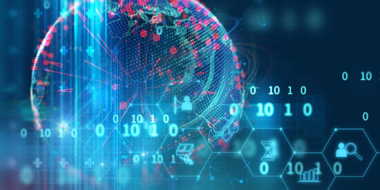 fintech icon  on abstract financial technology background .