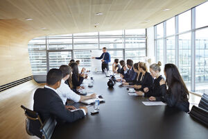 Big business presentation with flip board