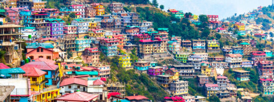 India panoramic landscape of Shimla situated in Himachal Pradesh