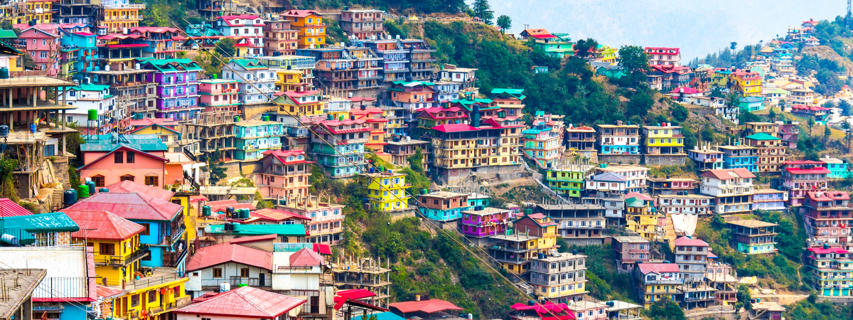 India panoramic landscape of Shimla situated in Himachal Pradesh