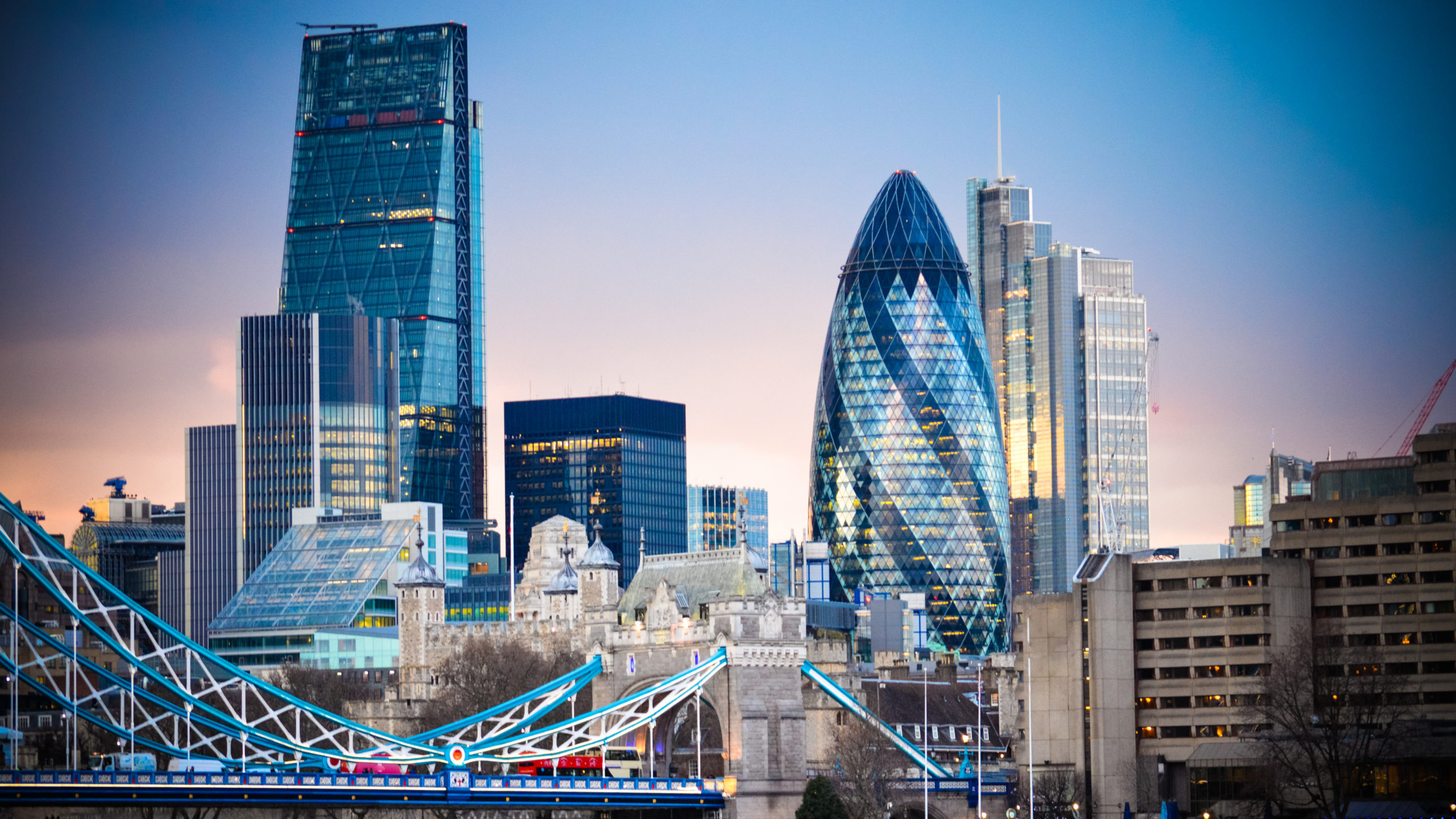Amazing London skyline with Tower Bridge during sunset