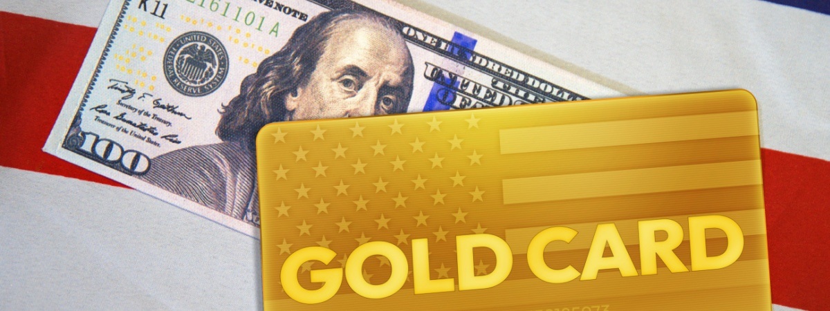 United States Gold Card concept background with American flag and Currency bill-Shutterstock_2604251881