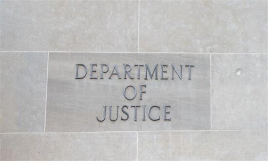 US Department of Justice sign