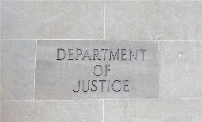 US Department of Justice sign