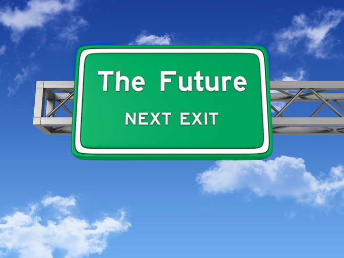 Road Sign with THE FUTURE and Sky