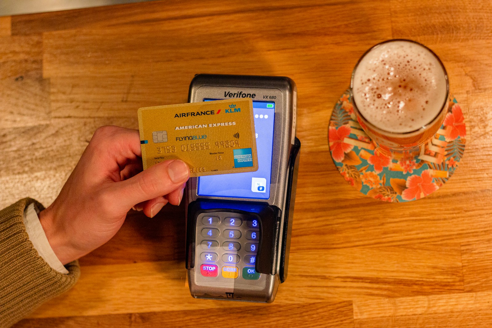 Paying with American Express for a Beer