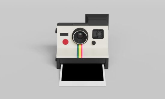 Polaroid Camera and Picture Mock up. 3D Rendering